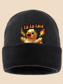 1pc "La-La-Lave Ch-Ch-Icken" Pixel Turkey Print Knit Beanie Hat, Multi-Color Options, Suitable For Outdoor Sports, Casual, Fishing, Parties, A Comfortable Commuting Warm Hat, Suitable For Cycling And Outdoor Activities In Cold Black Weather, Sports Accessory - A - View 14