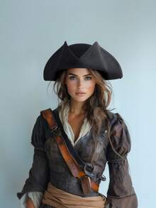Adult Pirate Hat For Women Colonial Tricon Hat Halloween Costume Accessory - 彩色 - 查看 6