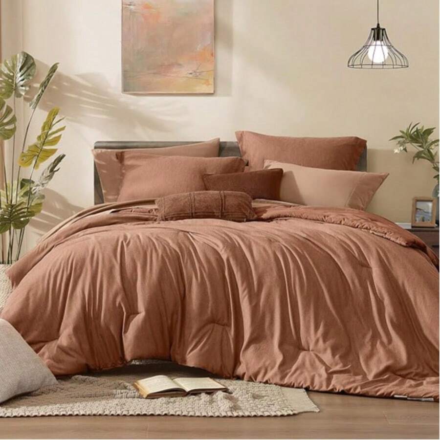 Comforter Set - 7 Pieces Bed In A Bag Queen Bedding Sets With Comforter, Sheets, Pillowcases & Shams, Reversible Bedding Comforters Sets - Lá mùa thu - Xem 1