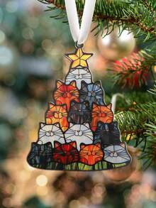 Ornamento per albero di Natale a forma di gatto, ornamento acrilico da appendere alla finestra a forma di gatto per albero di Natale, decorazione natalizia da appendere, decorazione artistica carina a forma di gatto, decorazione natalizia per la casa, regali di Natale per gli amanti dei gatti