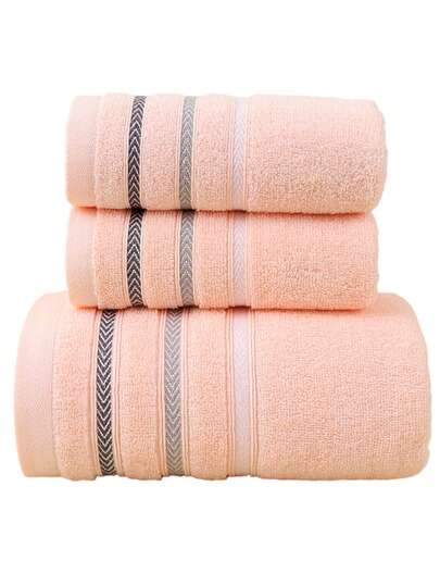 1pc Pink Bath Towel, Minimalist Jacquard Pattern, Rectangular 70*140cm For Adults, Swimming, Bathing, Or 34*74cm Hand Towel, Quick Drying, Absorbent, Soft, Colorfast, Suitable For Bathroom, Hotel, Gym, Travel, Holiday Gift Shower Towels For Beauty Salon, Hotel Sports,Home Essentials, Towel, Skin Care