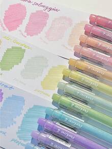 12 Colors Fluorescent Highlighter Pen Set, Fragrant Glitter Pens, Eye-Friendly Marker Pens For Highlighting & Underlining