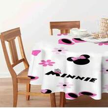 1pc Tablecloth Home Print Table Cute  Pattern Tablecloth - Adorable Black  Heads With Pink Polka Dot Bows, Pink Baby Shoes, And Pink And Purple Flowers Scattered Across A White
