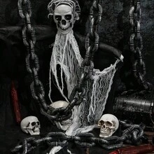 1pc Halloween Plastic Chain Link, Costume Handcuff Prop, Halloween Decoration Accessory, Suitable For Mini Ball, Scary Costume, Haunted House Decor, Masquerade And Haunted House Decoration, Realistic Fake Chain Link For Halloween Decor - Multicolor - View 7