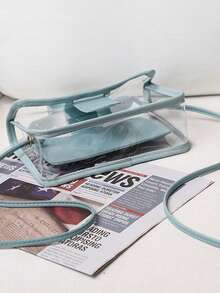 1个清新简约透明果冻包（18*13*6cm），时尚小方包，女士单肩斜挎包，PVC果冻包，简约小包，经典百搭透明包，夏季必备（下单前请确认产品尺寸） - 彩色 - 查看 3