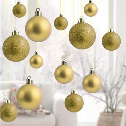 42pcs Gold Christmas Ball Ornament Set, 3/4/5cm Christmas Balls Decorations, Christmas Tree Hanging Balls, Gold Christmas Decor Set, Suitable For Christmas Tree Decoration, Shatterproof Christmas Ornaments, Applicable For Christmas Party, Home Decor, Room Decor, Christmas, Holiday Wedding, Christmas Tree Decoration, Gold Christmas Decor, Artificial Gold Christmas Tree Decorations, DIY Christmas Ball Ornaments