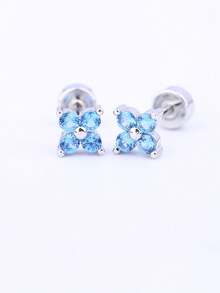 2 Stücke/Set hypoallergene Titan-Stahl Ohrringe, 5A Zirkonia funkelnde Schmetterling Ohrstecker, blaue Blumen flache Knorpel-Ohrringe, blaue Zirkonia Herz-Blumen Creolen, Nasenring, hochwertiger Ohrschmuck für Piercings