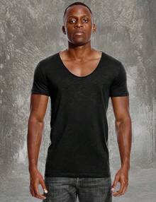 Deep V Neck T Shirt For Men Low Cut Scoop Tee Invisible Tshirt Vee Top - 黑色 - 查看 11