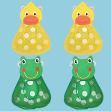 1 件浴室儿童沐浴玩具收纳袋，可爱卡通风格壁挂式玩具收纳网袋，浴室洗漱用品收纳网袋防水可排水，带吸盘，牢固固定