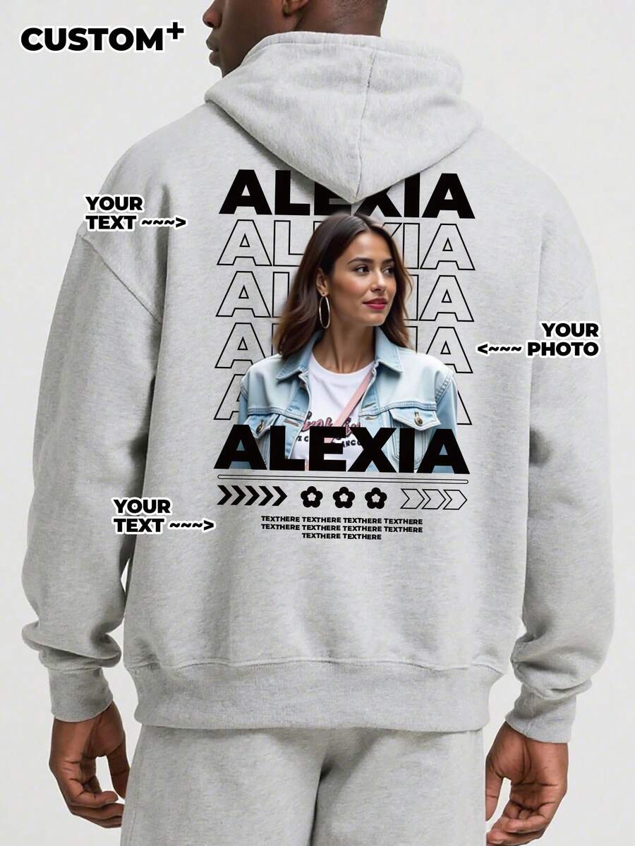 Customized Personalized Men's Pullover Sweatshirts And Hooded Sweatshirt, Add Your Own Text, Picture Design Your Own Personalized Printed Sweatshirts, Stylish, Fashion, Hipster, Casual, Gifts , Custom Sweatshirts, Fall