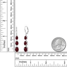 Gem Stone King 3-Stone Leverback Drop Dangle Earrings Women |   925 Sterling Silver |   Gemstone Birthstone |   Oval 8X6MM 7X5MM And 6X4MM |   Fine Jewelry Gifts Her Mom Women Wife - 紅榴石 - 查看 6
