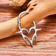 1 件 316 不锈钢心形尖刺鼻环 - 哥特式 Y2K 朋克风格，适合男女鼻中隔、鼻软骨、鼻甲、耳轮、耳甲多用途鼻环和耳洞饰品