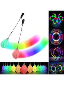 1/2pcs LED Meteor Ball - Upgraded Water Drop Shaped Professional Rainbow Gradient & High Frequency Flashing Rotating LED Lighting Toy Ball, 9 Lighting Modes, Suitable For Beginners And Professionals, Rainbow Rotating Dance And High Frequency Flashing Rotating LED Lighting Toy, Christmas & Halloween Gift Lighting Ball - White - View 1