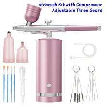 1 件装喷枪套件,带压缩机、喷枪 - 48PSI 高压、可调节三档、防堵塞气刷套装,无绳可充电,带 0.3 毫米喷嘴和清洁刷,适用于美甲、绘画和蛋糕装饰 - 彩色 - 查看 13