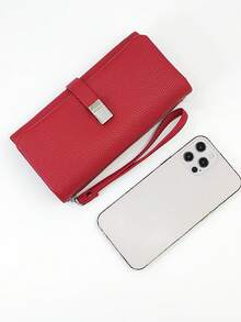 MINGYOU 女士超柔软红色 PU 钱包 动物与树皮纹理 大容量 多功能手机钱包 精致扣环 多卡位 手拿包 拉链硬币和证件夹 柔软轻便 适合聚会 约会 节日 女士礼物 钱包 钱夹 长款钱包 - 紅色 - 查看 2