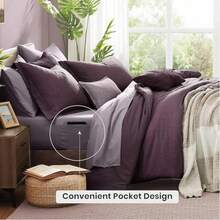 Comforter Set - 7 Pieces Bed In A Bag Queen Bedding Sets With Comforter, Sheets, Pillowcases & Shams, Reversible Bedding Comforters Sets - 義大利李子 - 查看 4