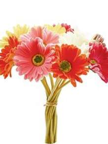 6Pcs Artificial Gerbera Wedding Bridal Bouquet Party Home Office Kitchen Table Center (White, Yellow, Orange, Pink, Rose Red)