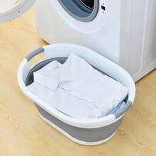 "Bồn tắm và chậu giặt đa năng gấp gọn XXL 25L – Chậu silicon bền chắc dùng để tắm, giặt giũ và mang theo khi đi du lịch" - trắng và xám - Xem 5