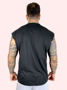Kit 3 Tank Tops, Stylish Oversized Men's Macho T-Shirt, Bodybuilder, Father's Day - đen xám và xanh lá cây - Xem 4