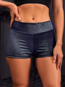 Mini short brillante da forma ajuste perfecto SA Romy sensual ajuste al cuerpo baile twerk fitness gran covertura moldea cuerpo - Negro - Ver 3
