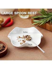 APPKER Ceramic Spoon Rest, 5.3in Black & White Pattern, Heat Resistant Cooking Spoon Holder For Kitchen Countertop, Stove Top, Spatula, Ladle, Coffee Spoon Rest - Multicolor - View 2