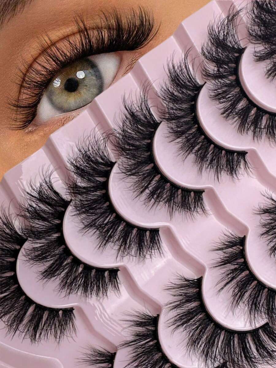 7 对女士自然交叉浓密凌乱 3D 多层卷曲爆炸睫毛嫁接 - 濃密款 - 查看 1