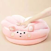 [Soft Plush Texture] Comfortable Pink Plush Cat Bed Suitable For Indoor Cats - Modern Style, Non-Assembled, Removable And Washable Cushioned Soft Cat House With Cute Rabbit Ears And Playful Hanging Balls, Cat Bed - Multicolor - View 6