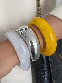 1/3 chiếc/Bộ vòng tay nhựa trơn hình học cổ điển, Phụ kiện sang trọng cho cặp đôi dự tiệc ngày lễ, Quà tặng sinh nhật, Vòng tay thường ngày đa năng (Chất liệu và màu sắc vòng tay tùy thuộc vào sản phẩm thực tế) - vòng đeo tay - Xem 14