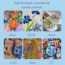 LETO 新款 260 色丙烯颜料马克笔、马克笔套装、防水、耐用、不易褪色、适用于绘画、插画、手工艺术和其他创作和 DIY 项目，适合儿童用于纸张、织物、木材、岩石、塑料、玻璃、陶瓷、南瓜等，儿童和成人绘画马克笔 - 彩色 - 查看 8