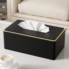 PU 皮革荔枝纹金边纸巾盒架，适用于浴室台面、床头柜、咖啡桌、家居、办公桌和汽车，带磁性锁底，节日礼物 - 彩色 - 查看 8