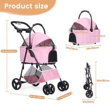 Wedyvko Foldable Dog And Cat Stroller – Lightweight Transport Cart For Dogs And Cats Up To 20 Kg | 3-In-1: Carrying Bag, Car Seat, And Stroller | Breathable Mesh, Cup Holder, And Storage Space | Ideal For Travel, City, Vet Visits, And Outdoor Use - 淺粉色 - 查看 6