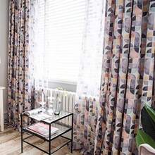 1pc Semi-Blackout Geometric Half-Circle Print Linen Curtain, Modern American Style For Bedroom, Study, Balcony, Living Room, Casement Window - Multicolor - View 6