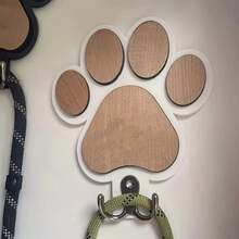 Paw Print Wooden Dog Leash Hanger Wall Hook For Collars & Coats Wood With Paw Design Leash Holder Claw Hook Gift For Dogs Lovers