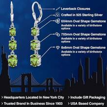 Gem Stone King 3-Stone Leverback Drop Dangle Earrings Women |   925 Sterling Silver |   Gemstone Birthstone |   Oval 8X6MM 7X5MM And 6X4MM |   Fine Jewelry Gifts Her Mom Women Wife - 橄欖石,八月 - 查看 2