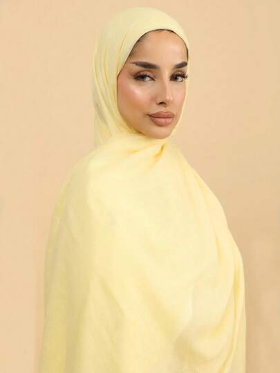 1 件女士优质平纹针织头巾，简约经典纯色优雅休闲边缘围巾，优质针织面料莫代尔平纹针织头巾，长款头巾式头巾适合日常生活、外出和聚会