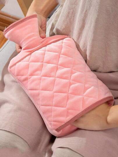 1pack 2000ml Premium Faux Fur Hot Water Bottle For Soothing Pain Relief And Comfort - Ideal For Neck, Back, Shoulder, Legs, And Menstrual Cramps(The Edging And Inner Color Of The Hot Water Bag Jacket Are Randomly Selected ) ﻿