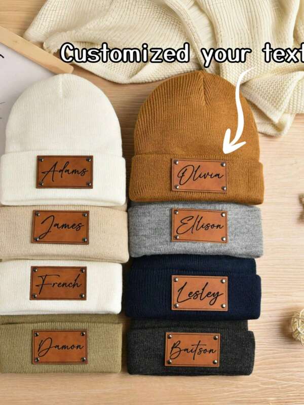 Custom Name Beanie, Baby Beanie, Baby Winter Hat, Autumn Winter Fashion Hip-Hop Brimless Hat, Personalized Knit Cold Weather Cap For Girl Boy Kids, Warm Skull Cap Streetwear Beanie, Custom Embroidered Winter Hat Gift