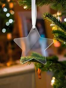50pcs Clear Acrylic Christmas Ornaments, Blank Acrylic Decoration For Carving DIY Projects And Art Crafts, Holiday Decoration Hanging Ornaments - Multicolor - View 4