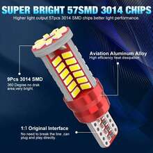 TOAUTO 2 件 T10 168 192 W5W 57 SMD 3014 LED Canbus 无错误汽车标志灯停车灯马达楔形灯泡白色，不含电池 - T10 - 查看 5