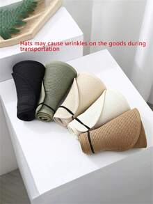 1/2 件夏季女士宽边遮阳帽，透气草帽，适合海滩，颜色随机 - 空頂 - 查看 2