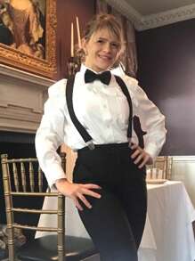 1件绿色和酒红色条纹男士领结，适合休闲、商务、派对、街头和日常穿着。 - 彩色 - 查看 3