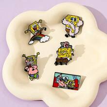 SpongeBob SquarePants 海绵宝宝 1/5 件时尚卡通胸针个性化海绵宝宝珐琅别针金属徽章珠宝服装背包配饰礼物送给朋友 - 均碼 - 查看 7