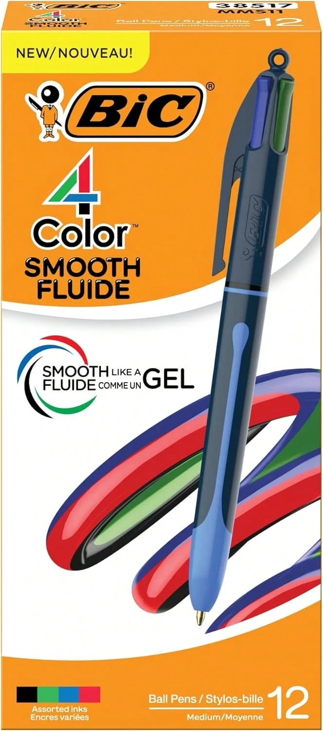 BIC 4-Color 3+1  Ballpoint Pen With Red, Blue,  Ink And 0.7 Mm Mechanical Pencil, 1-Count In Assorted Ink - 四色平滑 - 查看 1