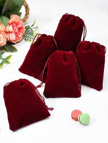 5/10pcs Suede Gift Bag With Drawstring, Solid Color Suede Drawstring Packaging Bag, Reusable Packaging Storage Bag For Jewelry Party Gifts, Velvet Bag For Wedding Gifts, Candy Bag For Party Gifts Travel
