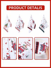 4 buc prosop de Crăciun, prosop din microfibră din poliester cu model de fulg de zăpadă și camion de Crăciun, prosop de Crăciun pentru baie, prosoape absorbante de bucătărie de Crăciun fericit, prosoape moi cu uscare rapidă, prosop de masă imprimat cu mesajul Crăciun fericit, decorațiune pentru cameră de Crăciun