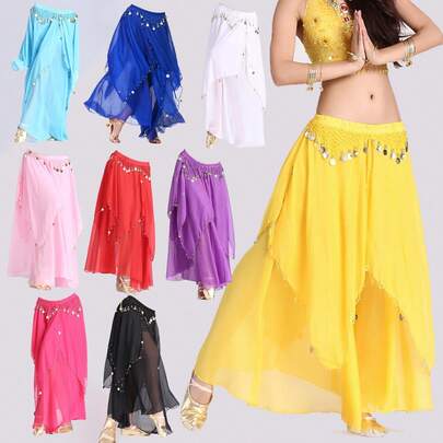 1 件爵士、拉丁、肚皮舞表演服装下装、舞台表演裙、肚皮舞练习裙、舞蹈服、舞蹈配饰