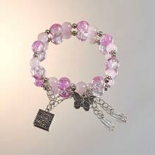 1条时尚、优雅、飘逸的多巴胺水晶蝴蝶渐变手链，适合女性日常佩戴、派对、情人节、返校季、圣诞节等场合。 - 粉色 - 查看 4