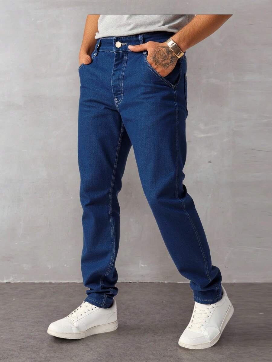 JEANS 5 BOLSAS CORTE STRAIGTH AZUL OBSCURO MEZCLILLA