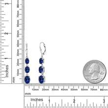 Gem Stone King 3-Stone Leverback Drop Dangle Earrings Women |   925 Sterling Silver |   Gemstone Birthstone |   Oval 8X6MM 7X5MM And 6X4MM |   Fine Jewelry Gifts Her Mom Women Wife - 藍色人造藍寶石,九月 - 查看 6
