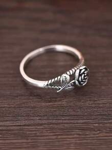 1 pieza Anillo de rosa floral minimalista 3D vintage elegante y retro